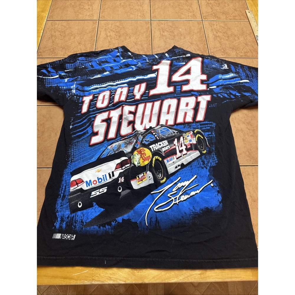 NASCAR Tony Stewart Bass Pro Shop #14 All Over Print Double Sided T Shirt Sz Med - Picture 2 of 5